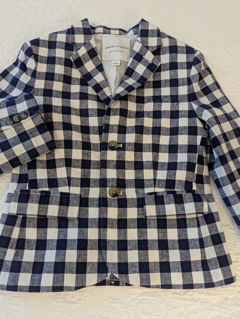 Janie and Jack Boy's Gingham Linen-Blend Blazer Size 6​
